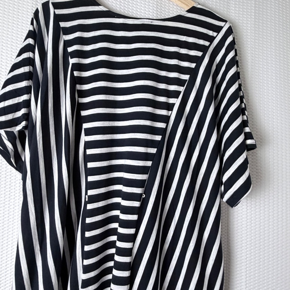 Davi & Dani Dress Women 2XL Navy Blue Striped Lace Trim Relaxed T-Shirt Pockets - Picture 13 of 13